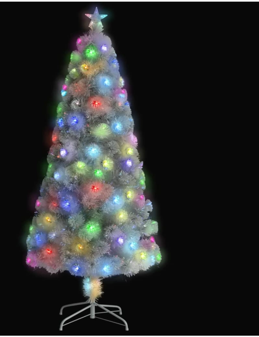 imagem de vidaXL Árvore Natal artificial pré-iluminada 150 cm fibra ótica branco3