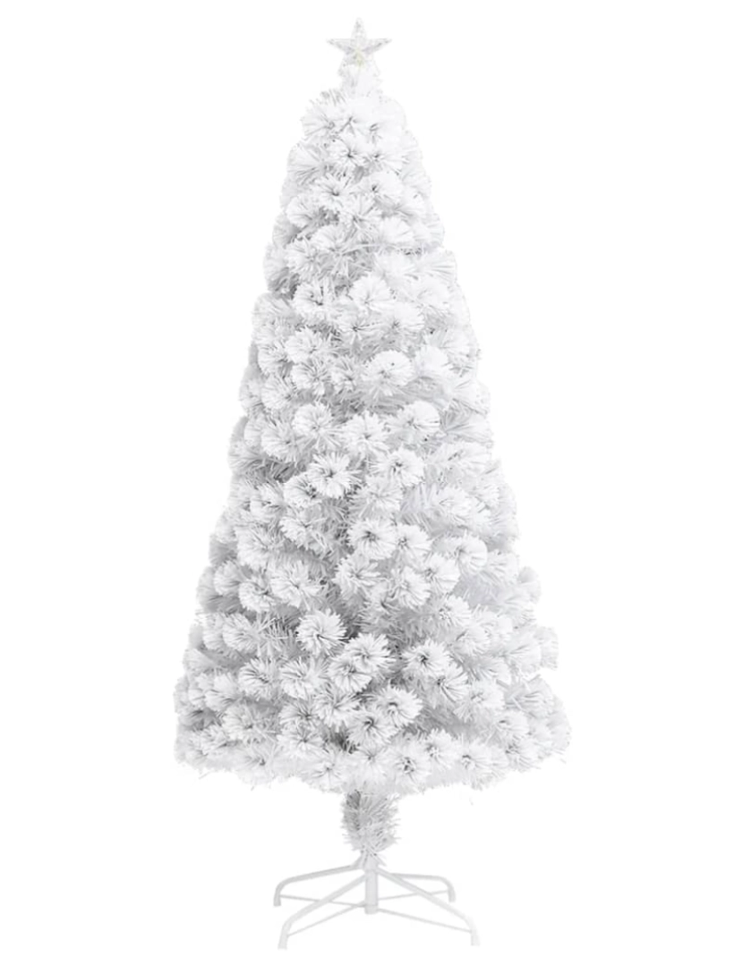 imagem de vidaXL Árvore Natal artificial pré-iluminada 150 cm fibra ótica branco4