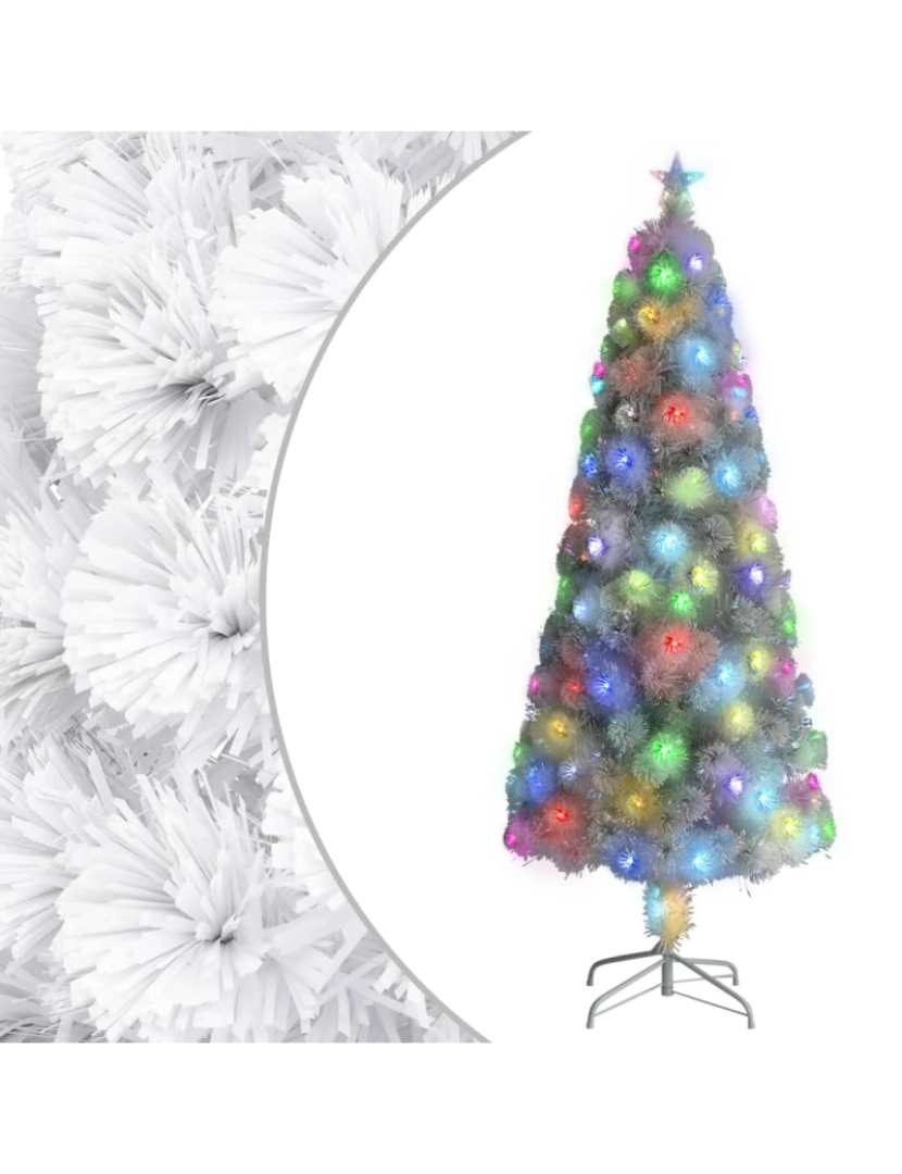 imagem de vidaXL Árvore Natal artificial pré-iluminada 210 cm fibra ótica branco1