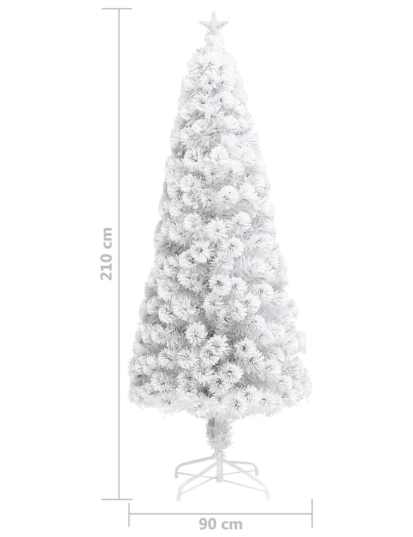 imagem de vidaXL Árvore Natal artificial pré-iluminada 210 cm fibra ótica branco10