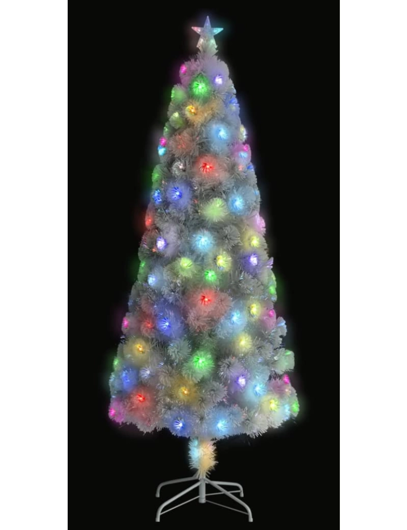 imagem de vidaXL Árvore Natal artificial pré-iluminada 210 cm fibra ótica branco3