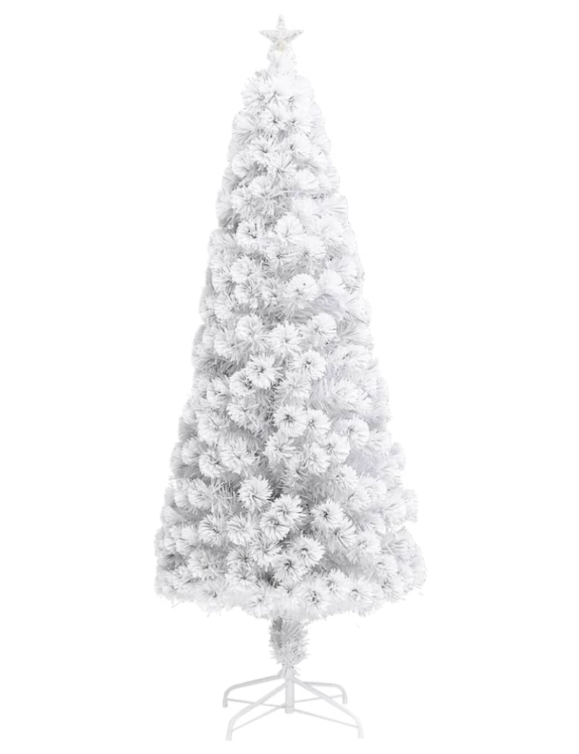 imagem de vidaXL Árvore Natal artificial pré-iluminada 210 cm fibra ótica branco4