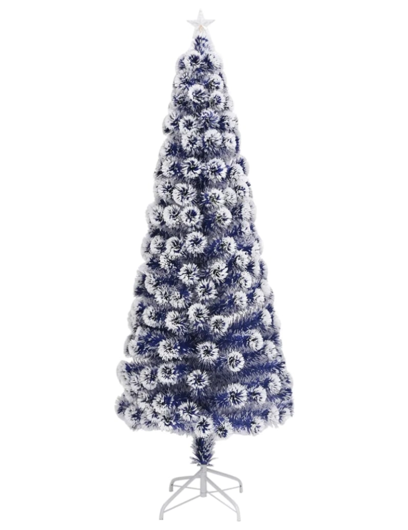 imagem de vidaXL Árvore Natal artificial pré-iluminada fibra ótica branco/azul4