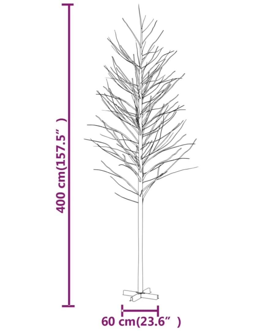 imagem de vidaXL Árvore c/ 672 luzes LED 400 cm bétula branco quente9