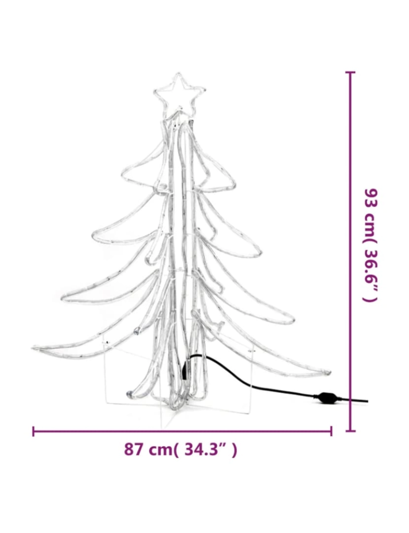 imagem de vidaXL Árvore de Natal dobrável c/ LEDs 2pcs 87x87x93 cm branco quente9