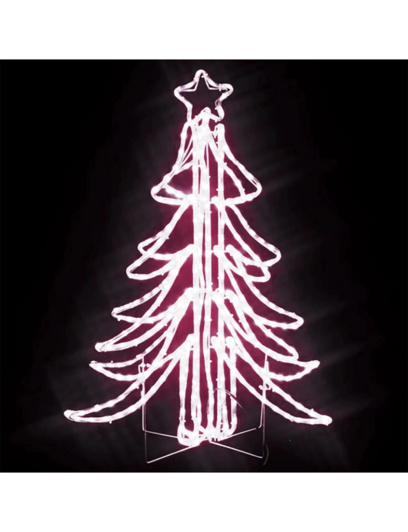 imagem de vidaXL Árvore de Natal dobrável c/ LEDs 87x87x93 cm branco quente4