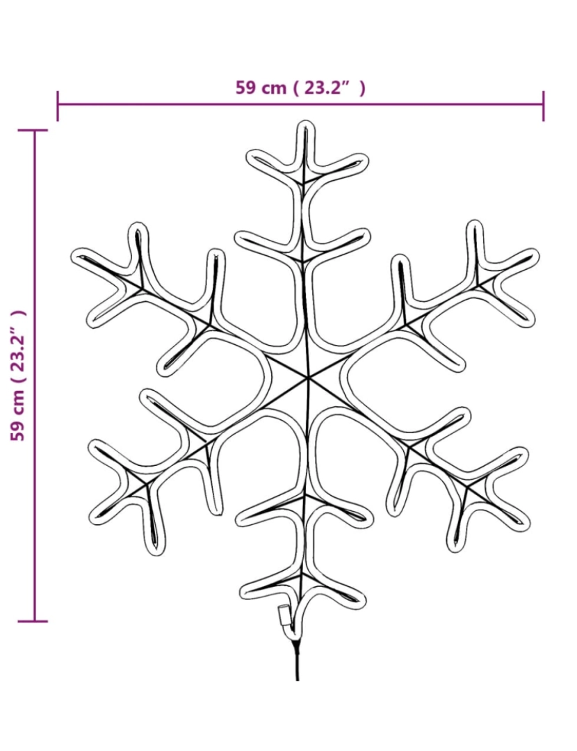 imagem de vidaXL Figura natalícia floco de neve 144 LEDs 59x59 cm branco quente7