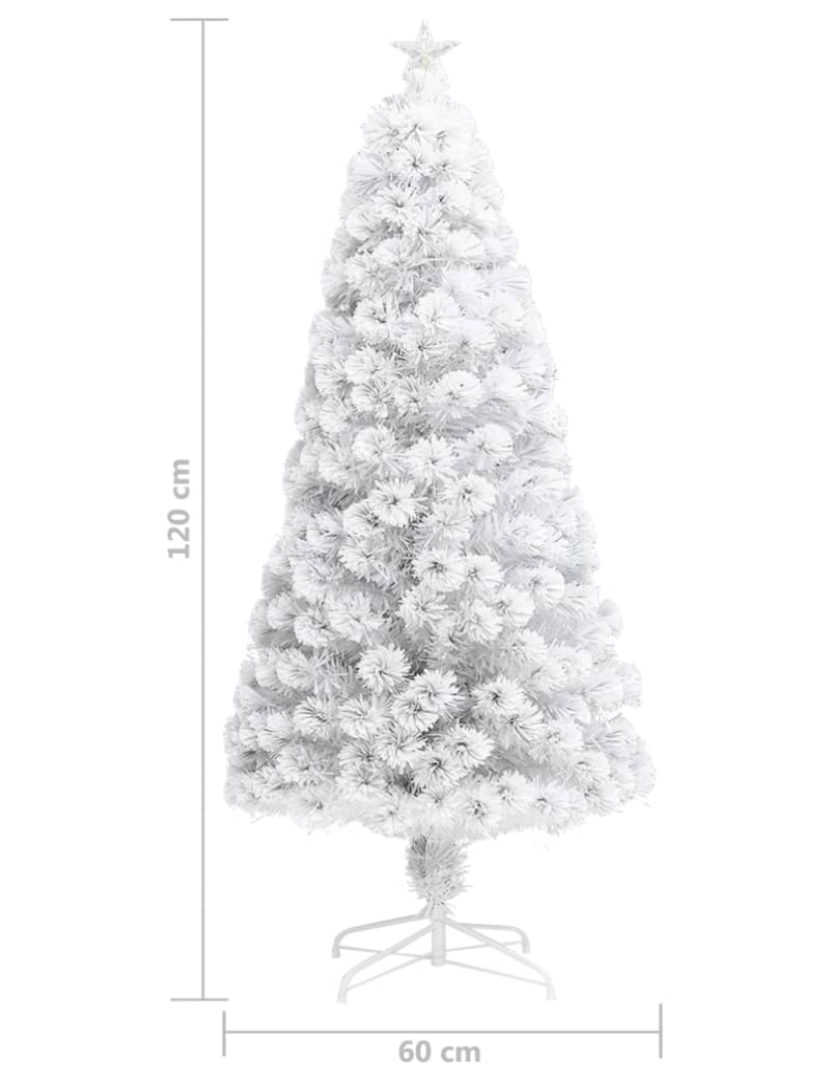 imagem de vidaXL Árvore Natal artificial pré-iluminada 120 cm fibra ótica branco10