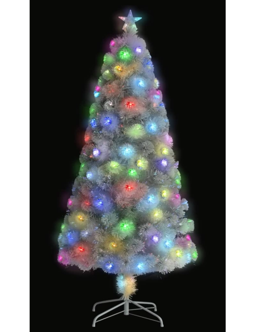 imagem de vidaXL Árvore Natal artificial pré-iluminada 120 cm fibra ótica branco3