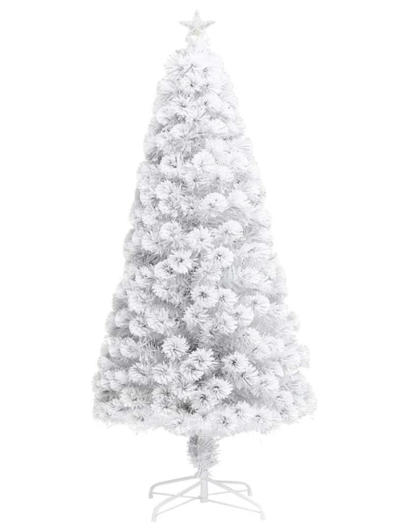 imagem de vidaXL Árvore Natal artificial pré-iluminada 120 cm fibra ótica branco4