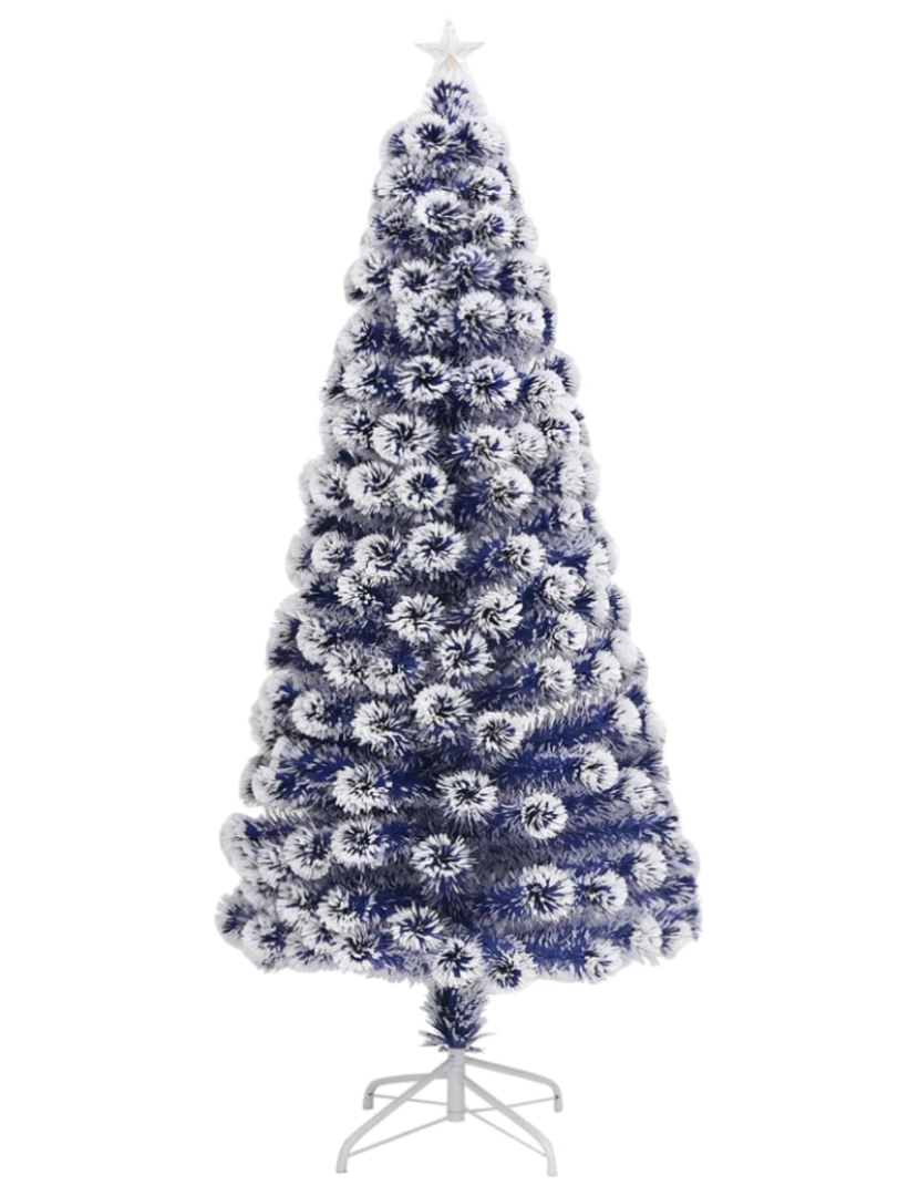 imagem de vidaXL Árvore Natal artificial pré-iluminada fibra ótica branco/azul4