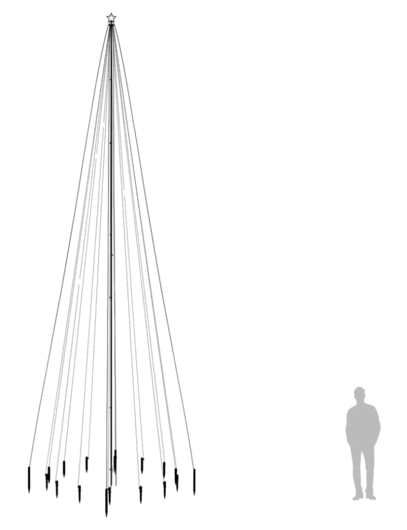 imagem de vidaXL Árvore de Natal com espigão 1134 luzes LED 800 cm branco quente10