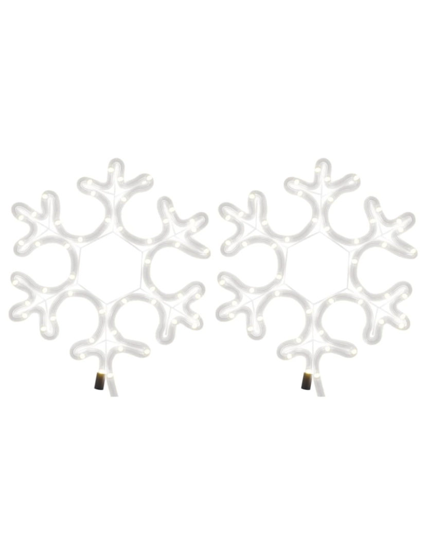 imagem de vidaXL Figuras de flocos de neves com LEDs 2pcs 27x27 cm branco quente4