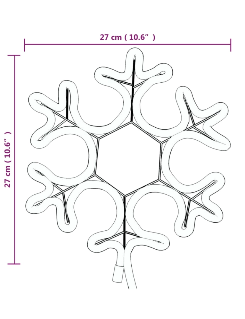 imagem de vidaXL Figuras de flocos de neves com LEDs 2pcs 27x27 cm branco quente8