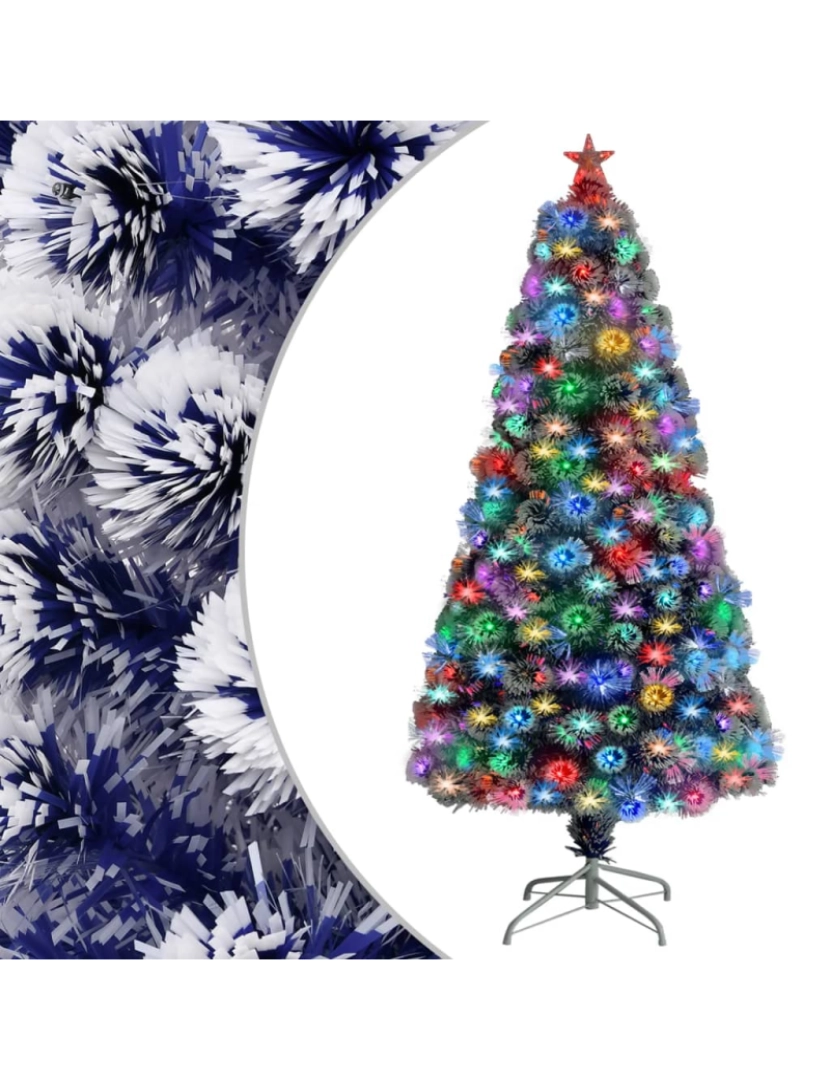 imagem de vidaXL Árvore Natal artificial pré-iluminada fibra ótica branco/azul1