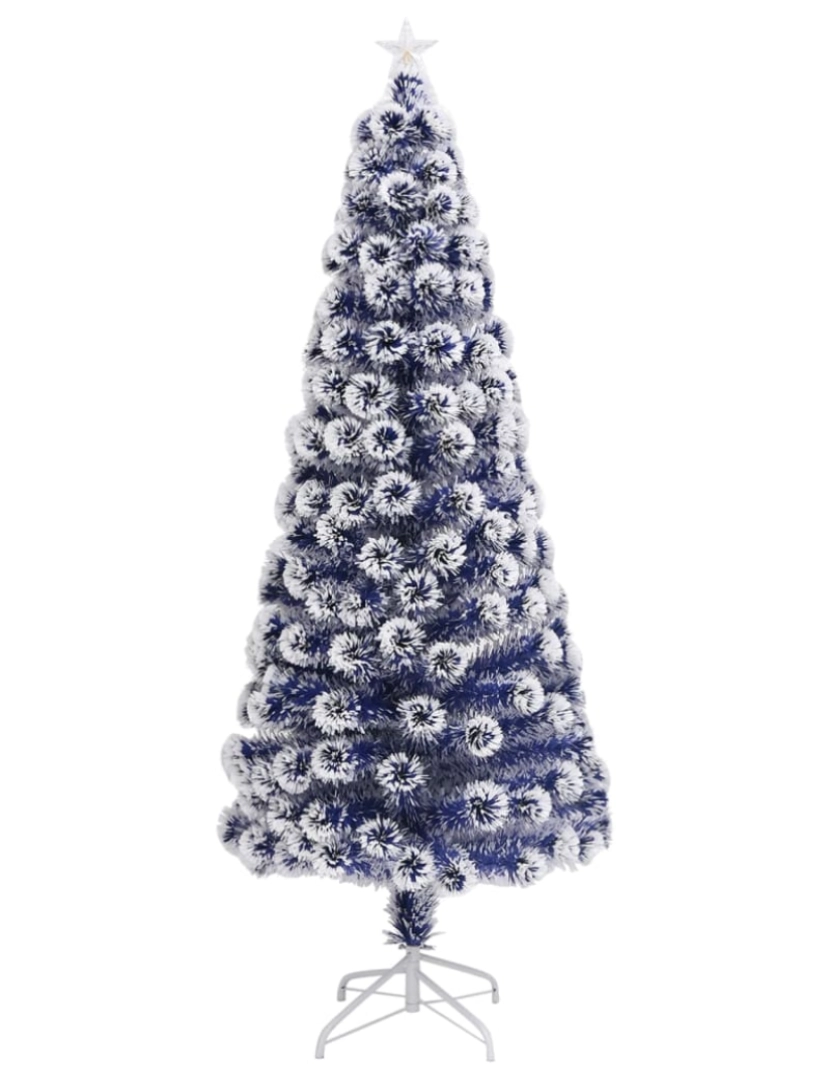 imagem de vidaXL Árvore Natal artificial pré-iluminada fibra ótica branco/azul4