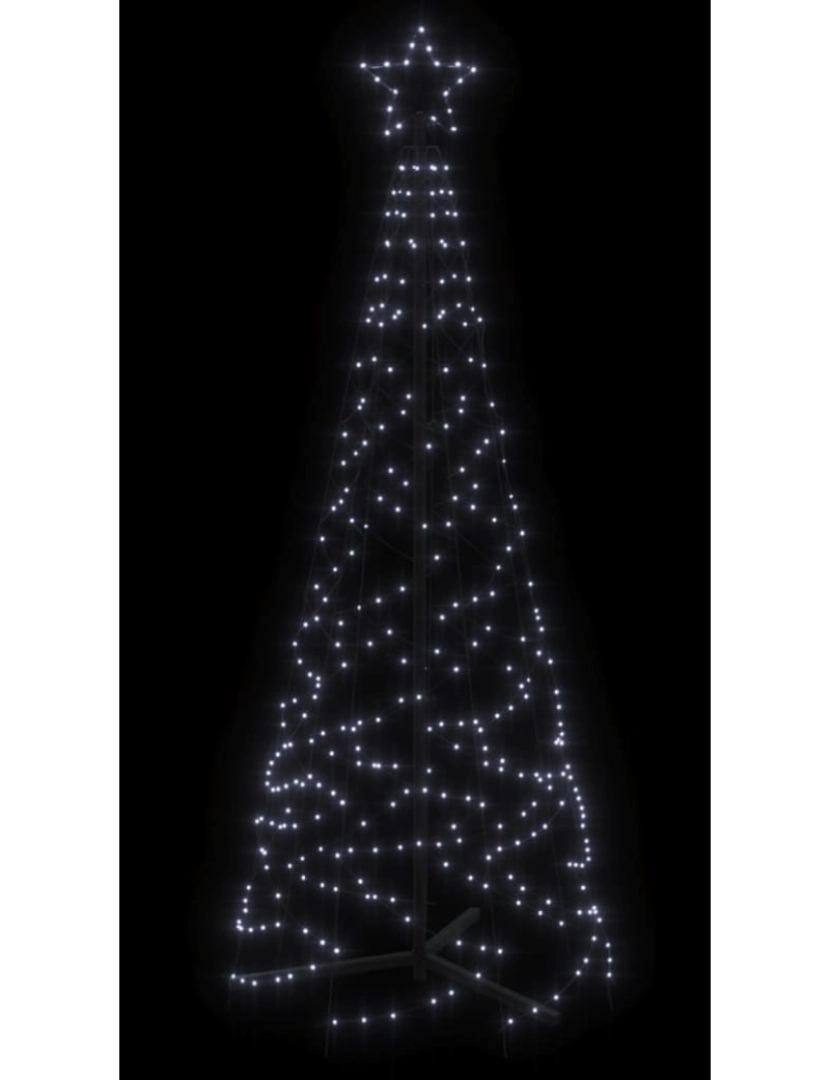 imagem de vidaXL Árvore de Natal em cone 200 luzes LED 70x180 cm branco frio5