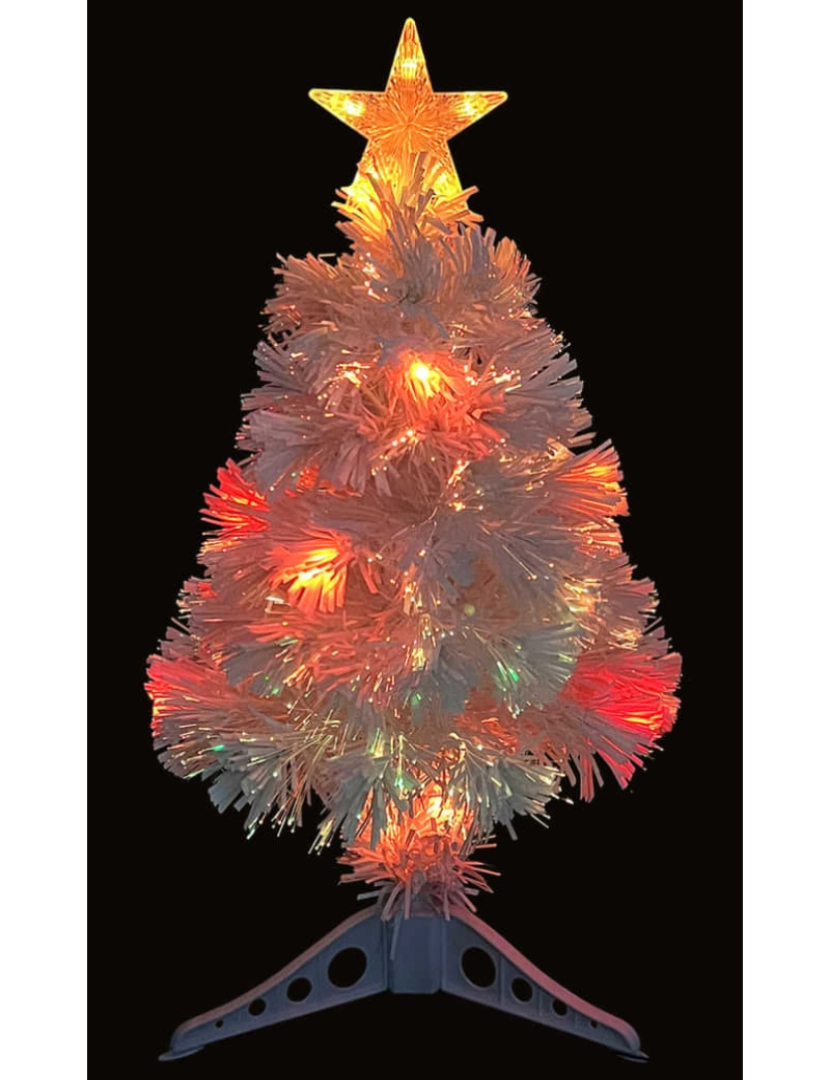 imagem de vidaXL Árvore Natal artificial pré-iluminada 64 cm fibra ótica branco4