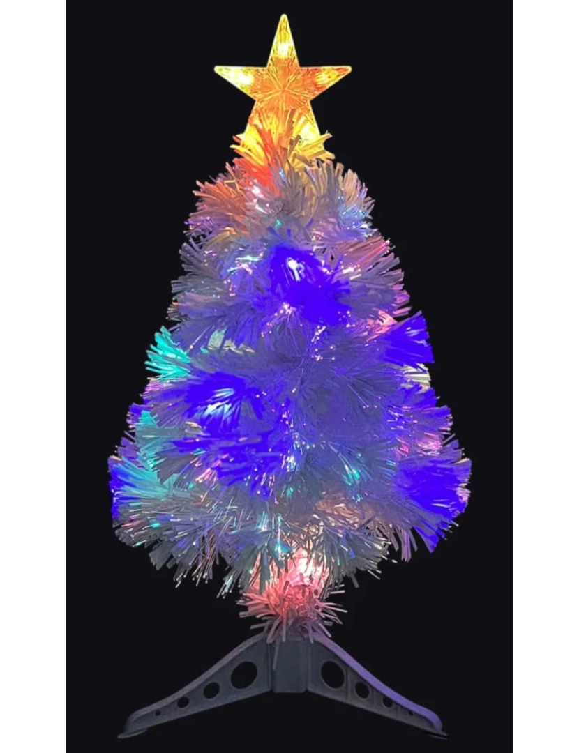 imagem de vidaXL Árvore Natal artificial pré-iluminada 64 cm fibra ótica branco5