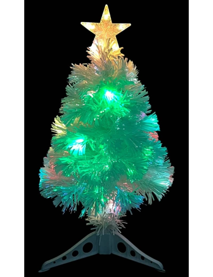 imagem de vidaXL Árvore Natal artificial pré-iluminada 64 cm fibra ótica branco6