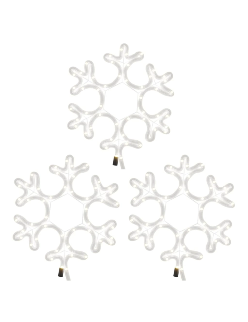 imagem de vidaXL Figuras de flocos de neves com LEDs 3pcs 27x27 cm branco quente4