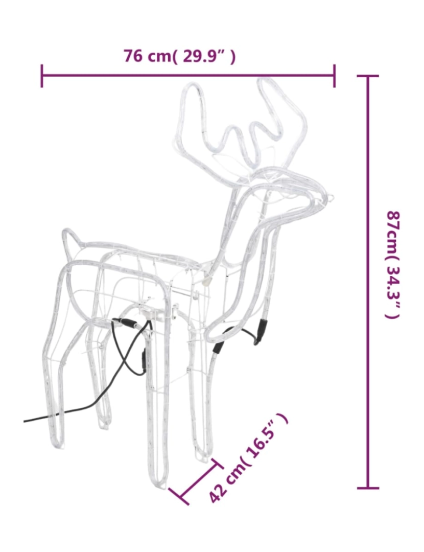 imagem de vidaXL Figura rena de Natal c/ cabeça móvel 76x42x87 cm branco quente10