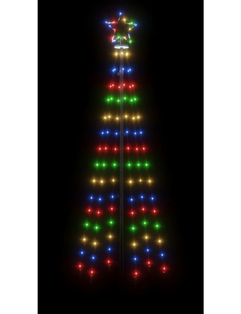 imagem de vidaXL Árvore de Natal em cone 108 luzes LED 70x180 cm colorido5