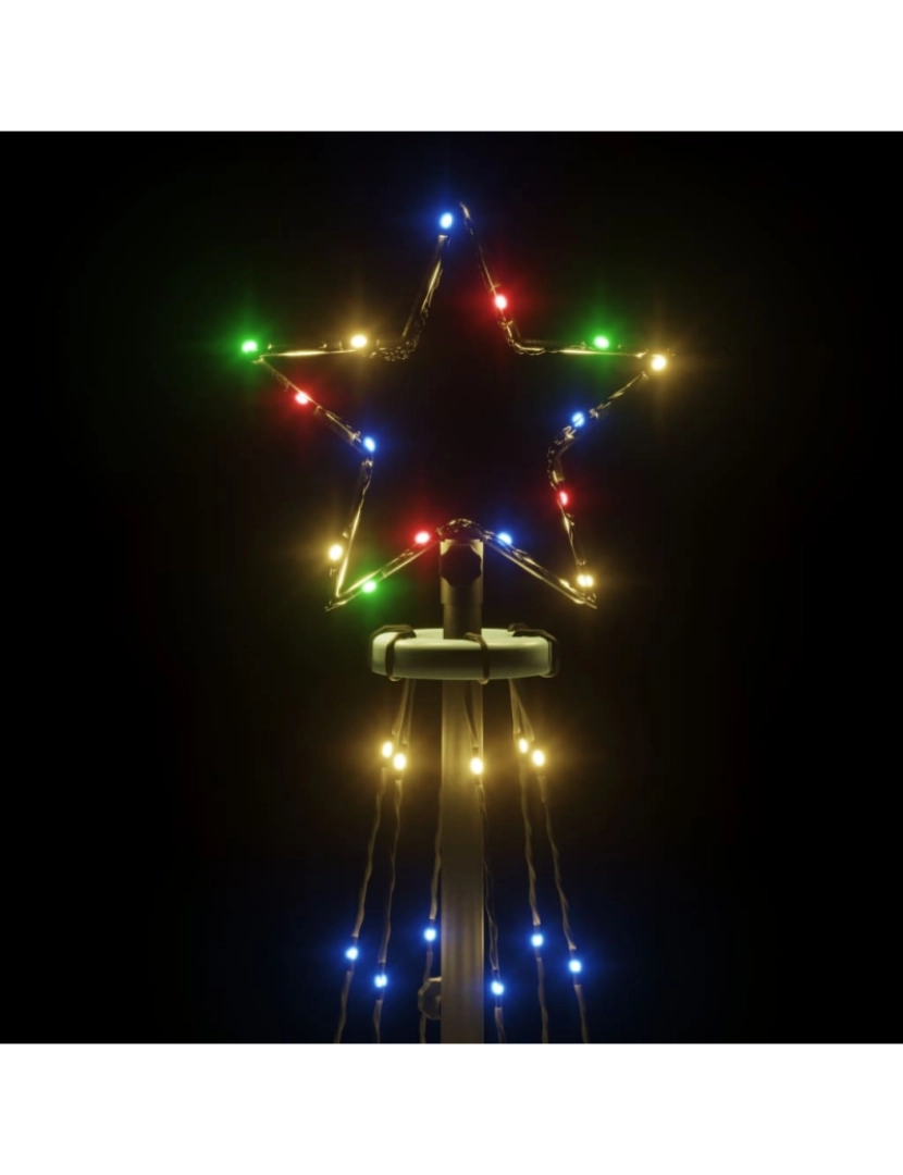 imagem de vidaXL Árvore de Natal em cone 108 luzes LED 70x180 cm colorido6