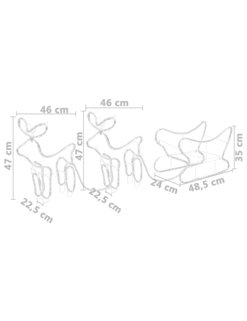 imagem de vidaXL Decoração de Natal rena e trenó de exterior 576 luzes LED11