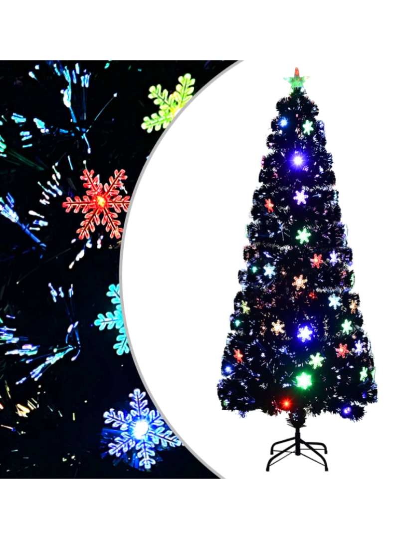 Vidaxl - vidaXL Árvore de Natal com flocos de neve LED 210 cm fibra ótica preto