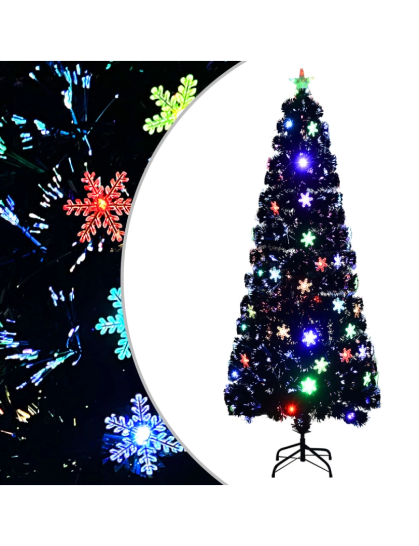 Vidaxl - vidaXL Árvore de Natal com flocos de neve LED 240 cm fibra ótica preto