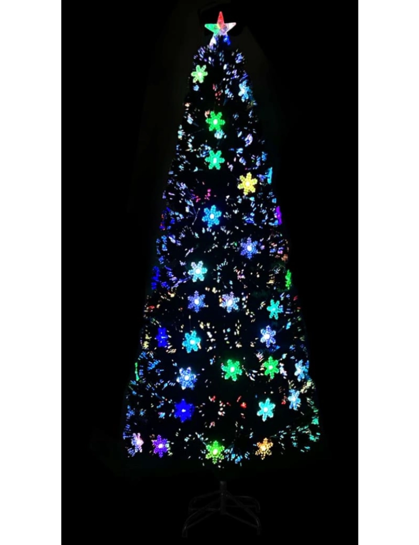 imagem de vidaXL Árvore de Natal com flocos de neve LED 240 cm fibra ótica preto4