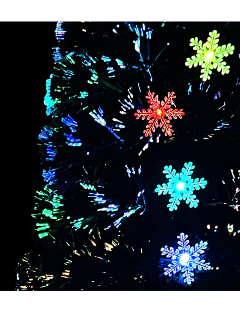 imagem de vidaXL Árvore de Natal com flocos de neve LED 240 cm fibra ótica preto7