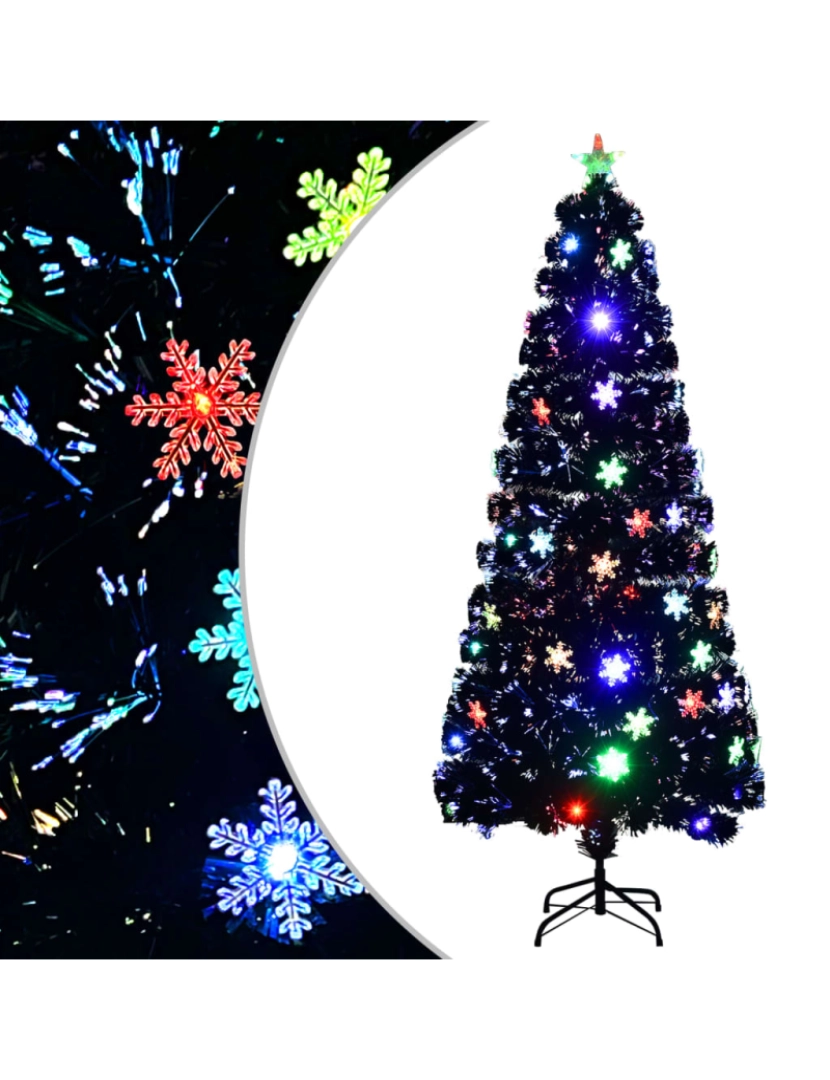 Vidaxl - vidaXL Árvore de Natal com flocos de neve LED 180 cm fibra ótica preto