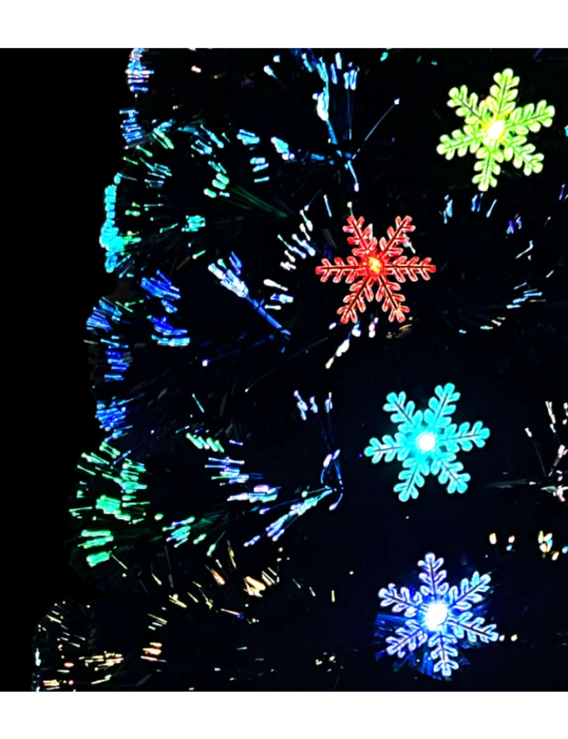 imagem de vidaXL Árvore de Natal com flocos de neve LED 180 cm fibra ótica preto7