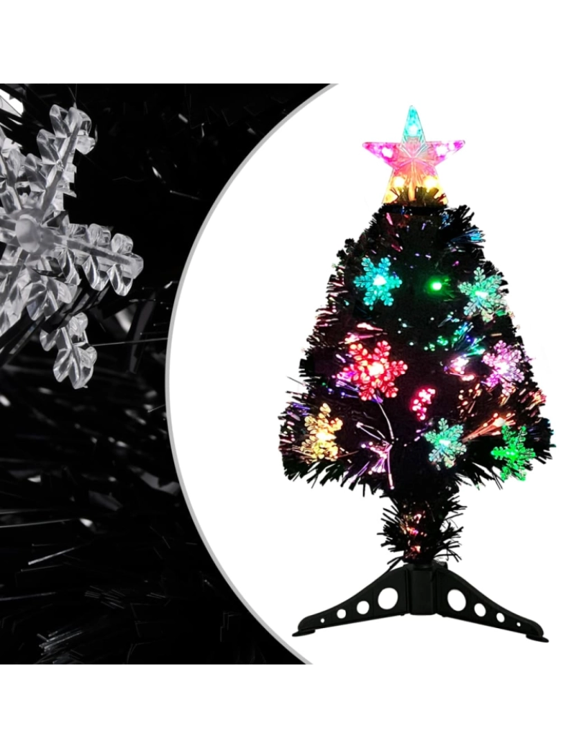 Vidaxl - vidaXL Árvore de Natal com flocos de neve LED 64 cm fibra ótica preto