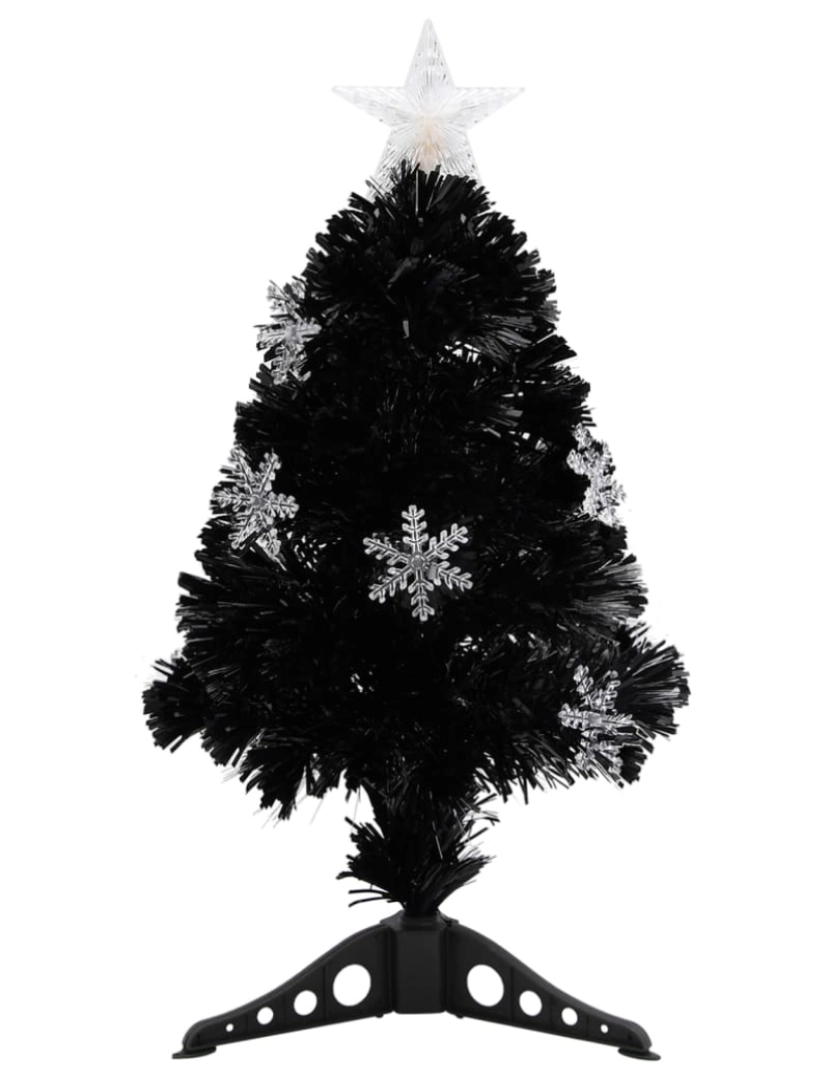 imagem de vidaXL Árvore de Natal com flocos de neve LED 64 cm fibra ótica preto3