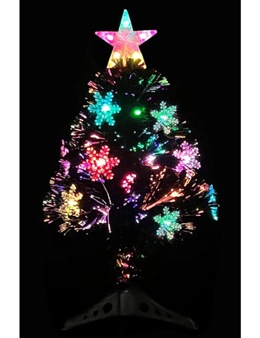 imagem de vidaXL Árvore de Natal com flocos de neve LED 64 cm fibra ótica preto4