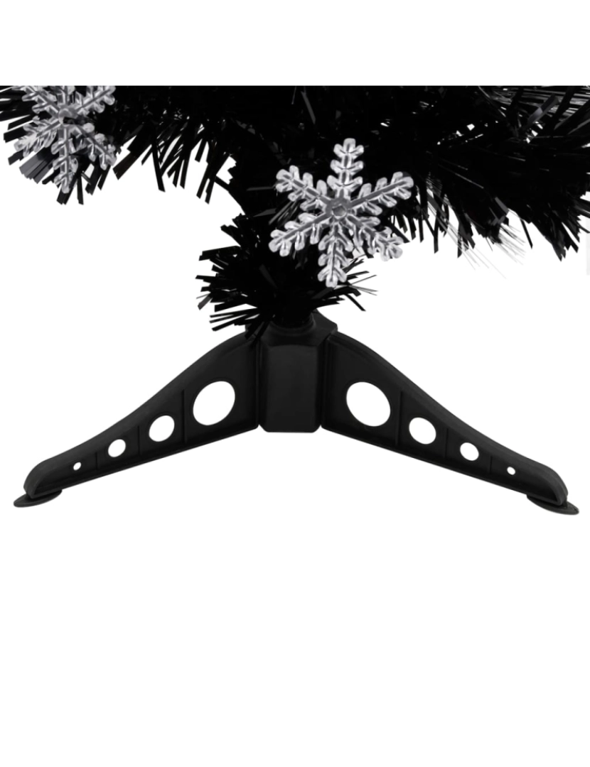 imagem de vidaXL Árvore de Natal com flocos de neve LED 64 cm fibra ótica preto9