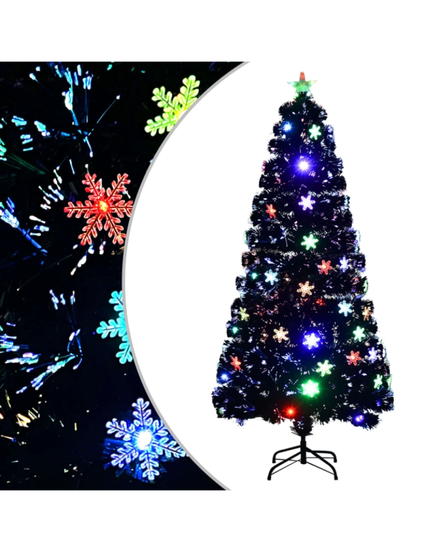 Vidaxl - vidaXL Árvore de Natal com flocos de neve LED 150 cm fibra ótica preto