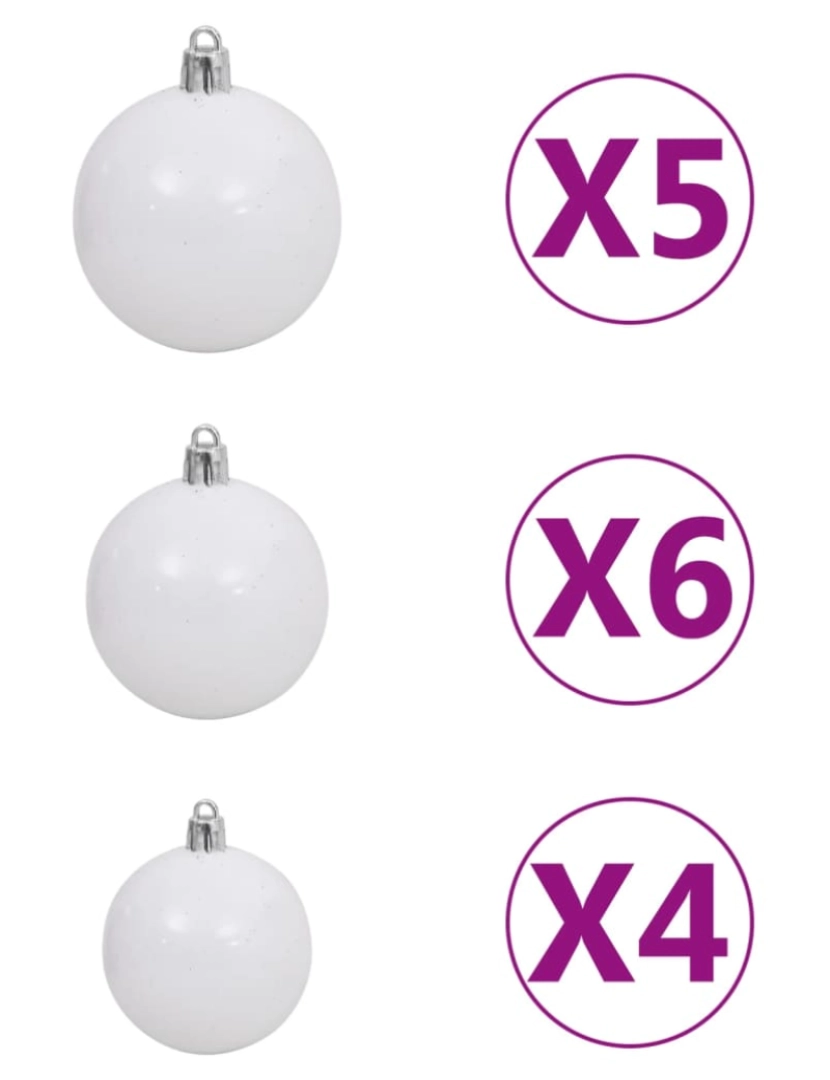 imagem de vidaXL Árvore Natal artificial pré-iluminada c/ bolas e pinhas 150 cm8