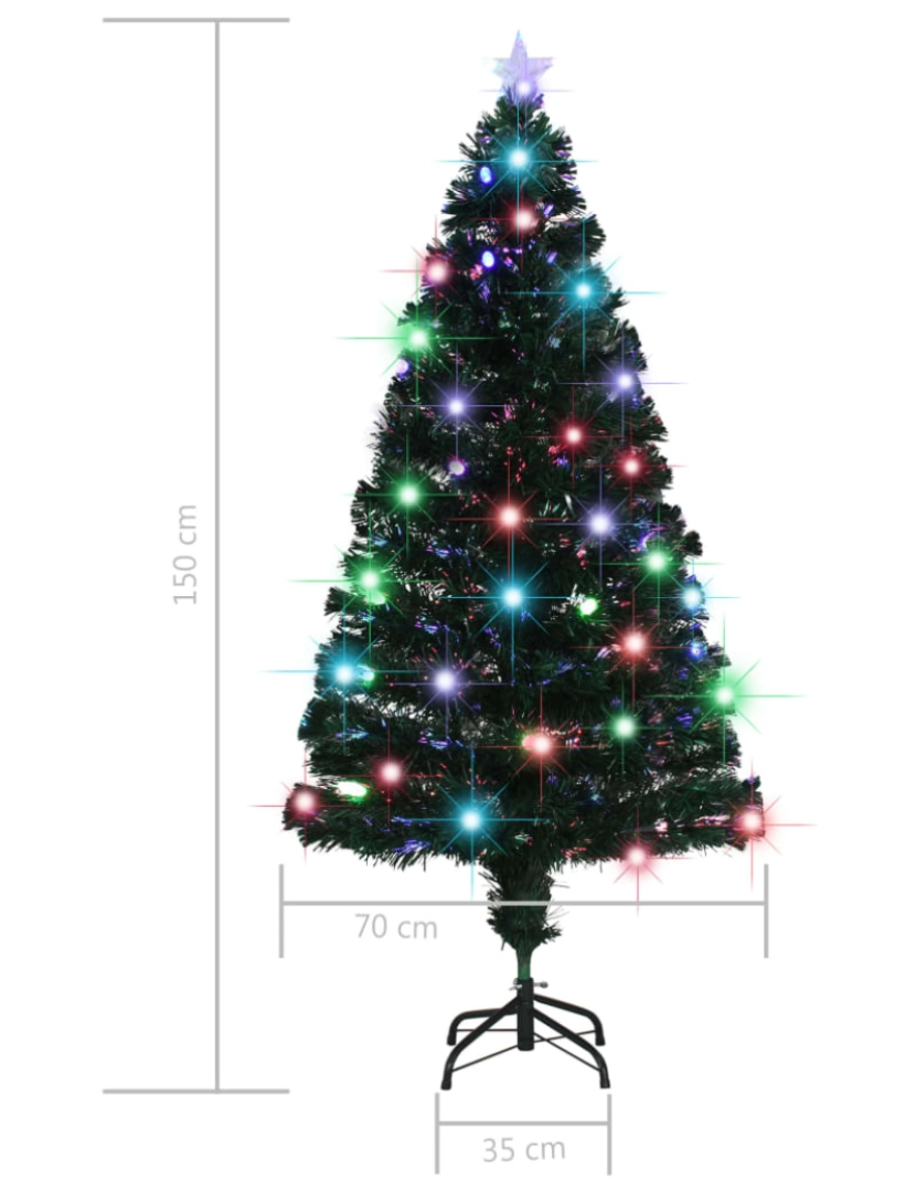 imagem de vidaXL Árvore de Natal pré-iluminada c/ suporte 150 cm fibra ótica11