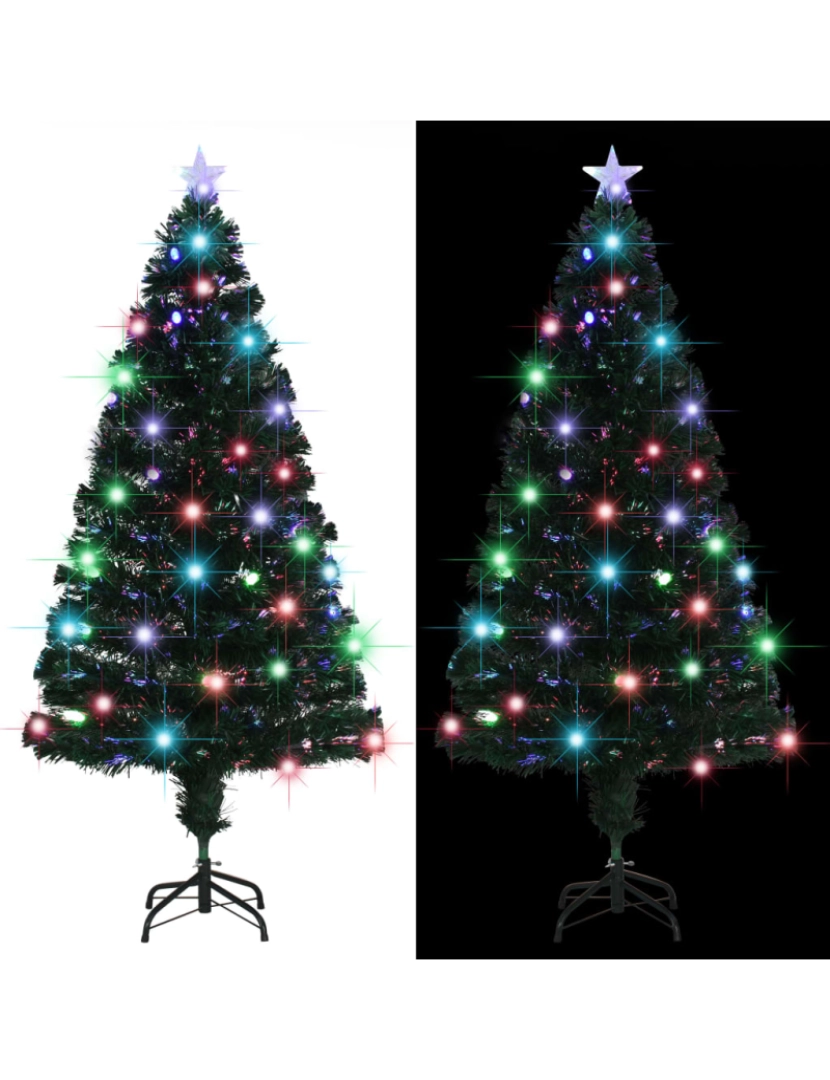 imagem de vidaXL Árvore de Natal pré-iluminada c/ suporte 150 cm fibra ótica5