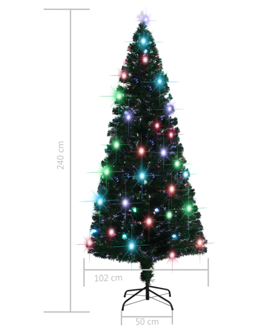 imagem de vidaXL Árvore de Natal pré-iluminada c/ suporte 210 cm fibra ótica10