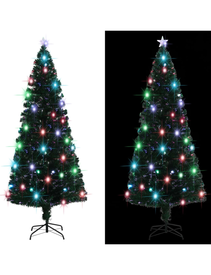 imagem de vidaXL Árvore de Natal pré-iluminada c/ suporte 210 cm fibra ótica4