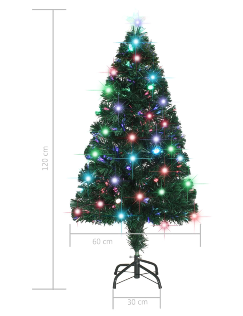 imagem de vidaXL Árvore de Natal pré-iluminada c/ suporte 120 cm fibra ótica11