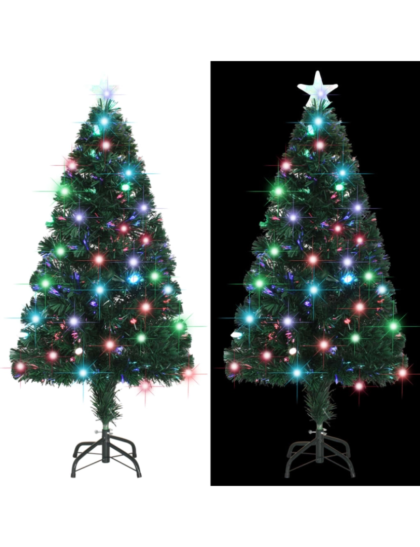 imagem de vidaXL Árvore de Natal pré-iluminada c/ suporte 120 cm fibra ótica5