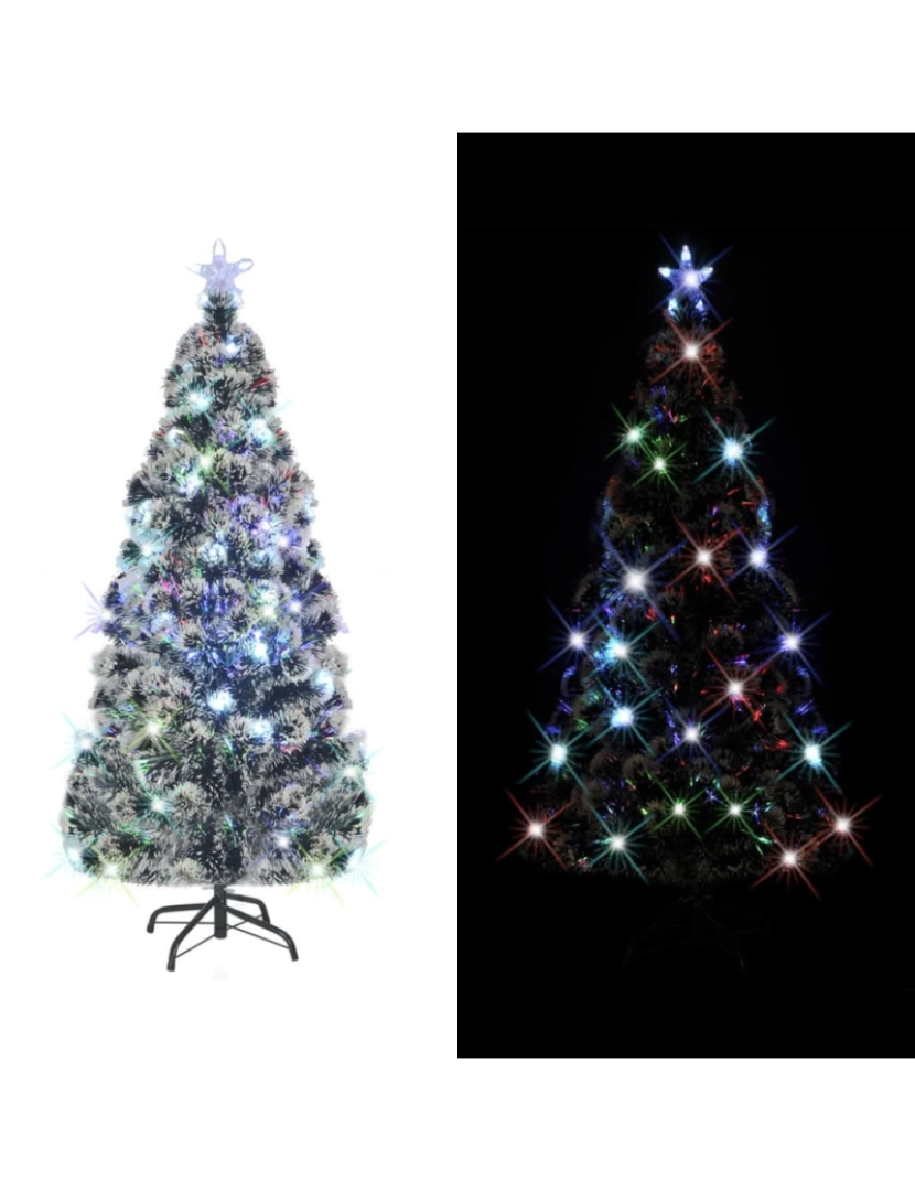 imagem de vidaXL Árvore de Natal pré-iluminada c/ suporte 210 cm fibra ótica2