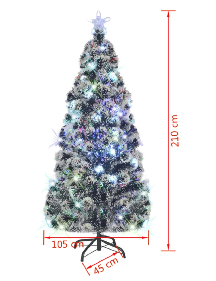 imagem de vidaXL Árvore de Natal pré-iluminada c/ suporte 210 cm fibra ótica8