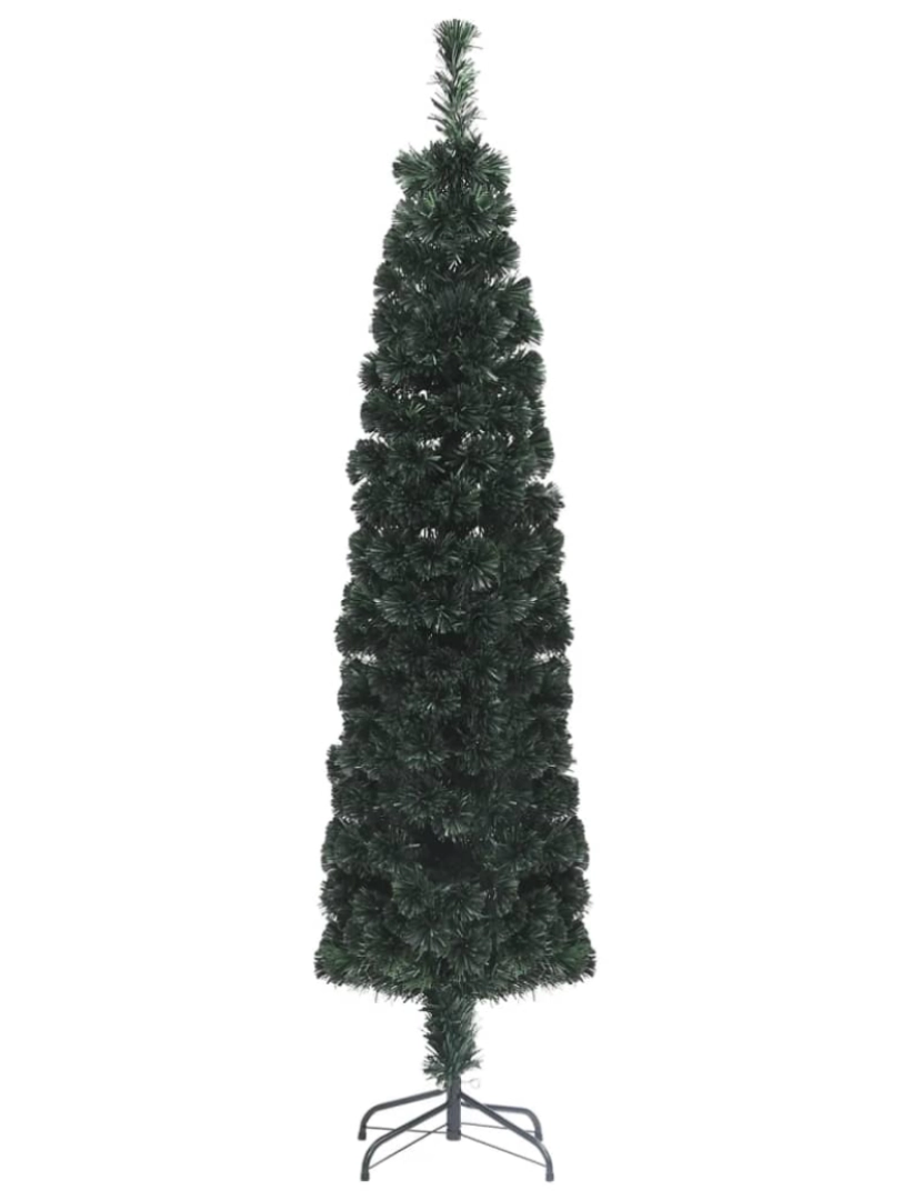 imagem de vidaXL Árvore de Natal artificial fina c/ suporte 150 cm fibra ótica3